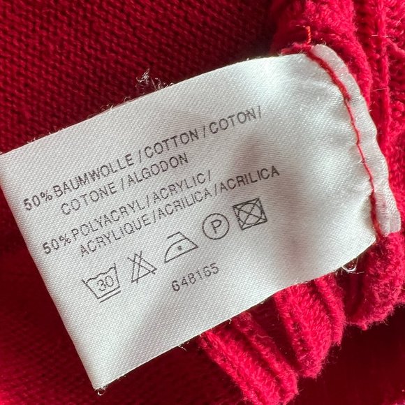 VTG📌Casual W.E.A.R Cotton Blend 2-Way Zipper Fire Red Cardigan with Collar - Picture 15 of 16